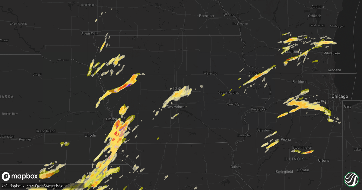 Hail map in Iowa on April 19, 2023