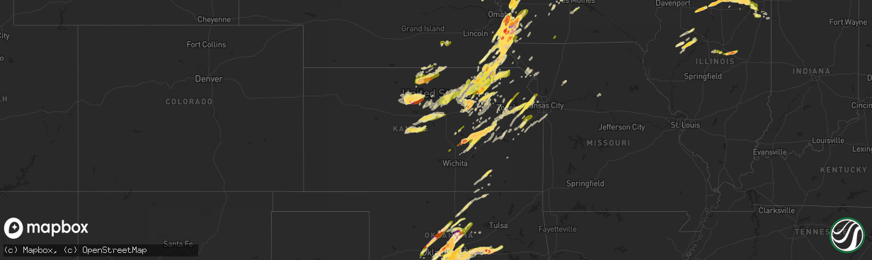 Hail map in Kansas on April 19, 2023