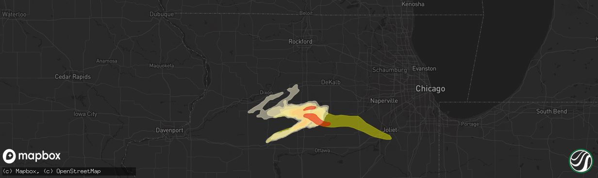 Hail map in Le Roy, IL on April 19, 2023