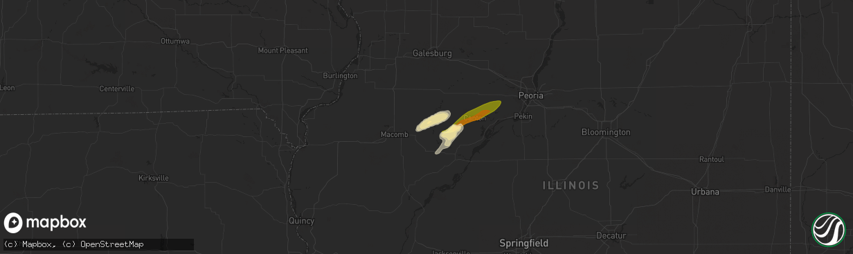 Hail map in Marietta, IL on April 19, 2023