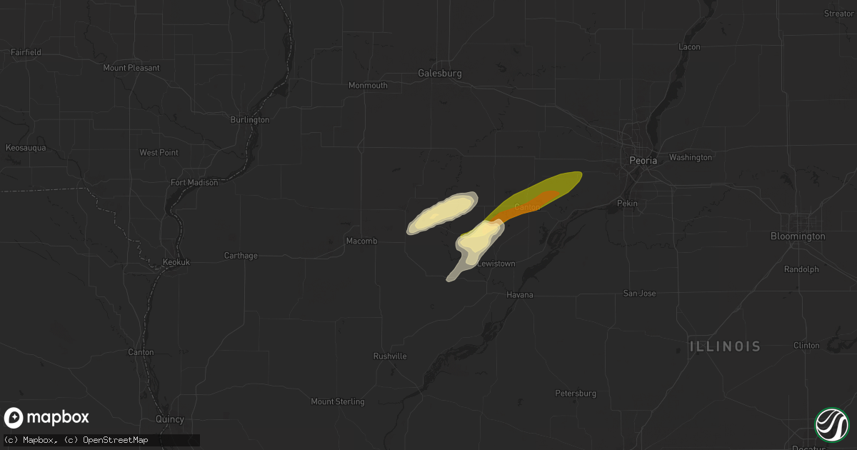 Hail map in Marietta, IL on April 19, 2023
