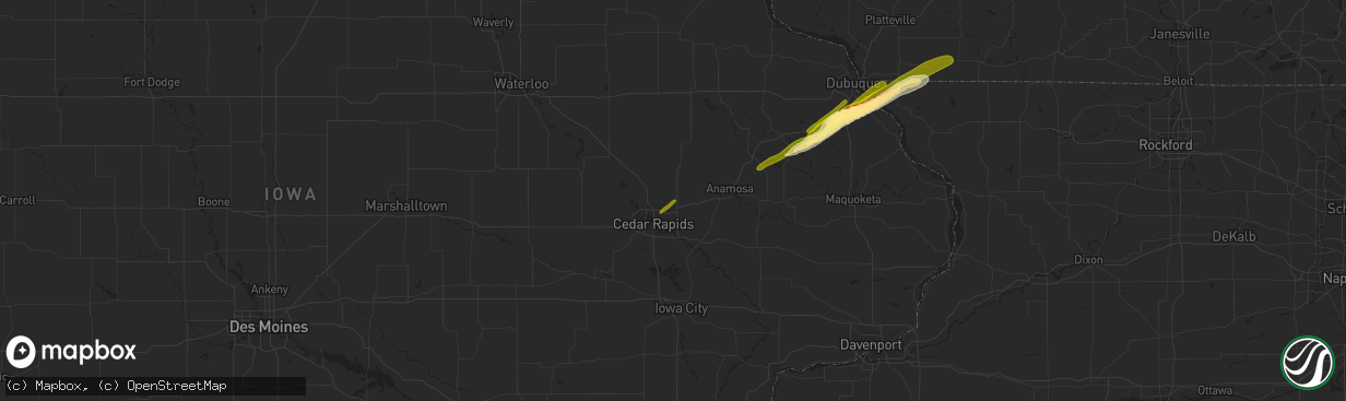 Hail map in Marion, IA on April 19, 2023