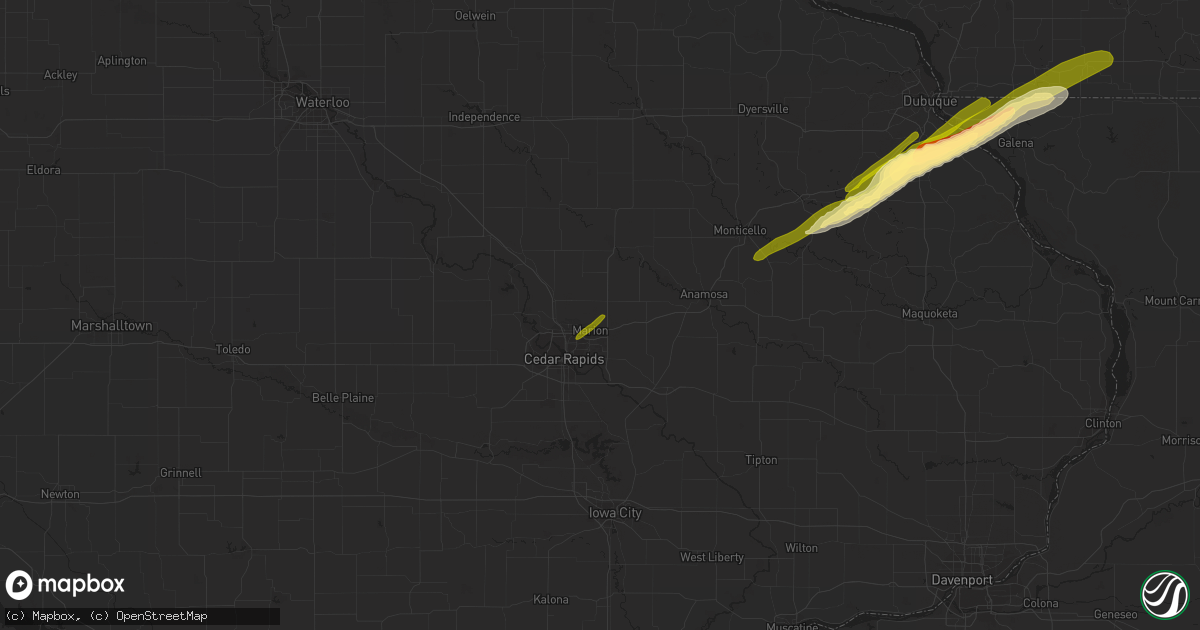 Hail map in Marion, IA on April 19, 2023