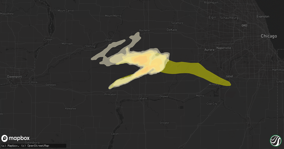 Hail map in Mendota, IL on April 19, 2023