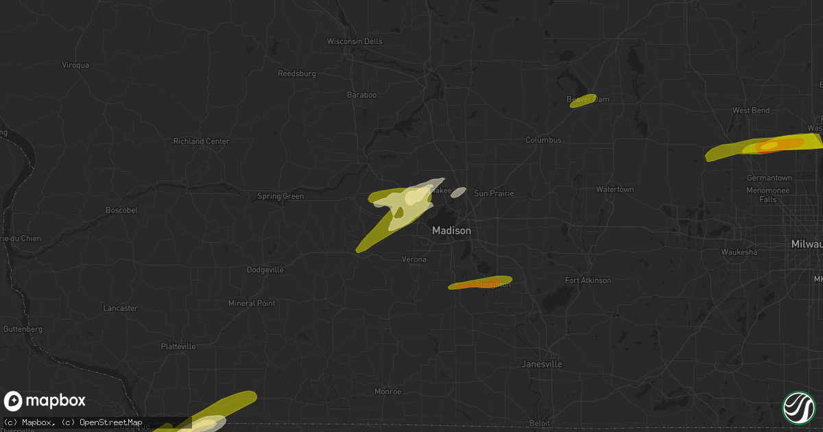 Hail map in Middleton, WI on April 19, 2023