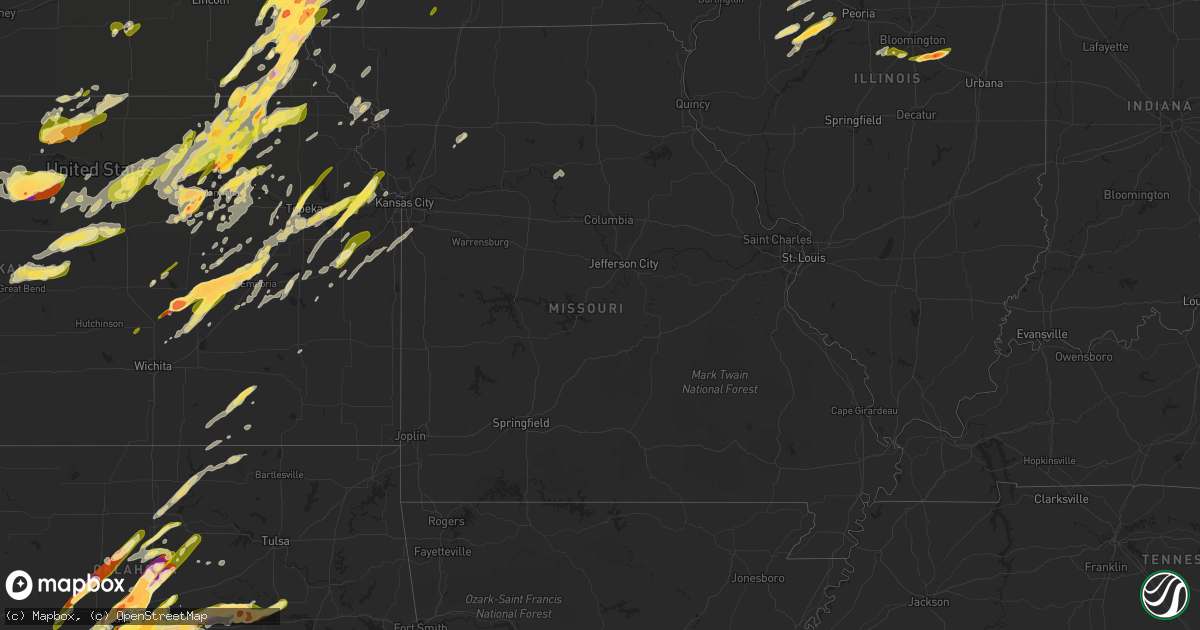 Hail map in Missouri on April 19, 2023