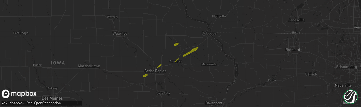 Hail map in Monticello, IA on April 19, 2023
