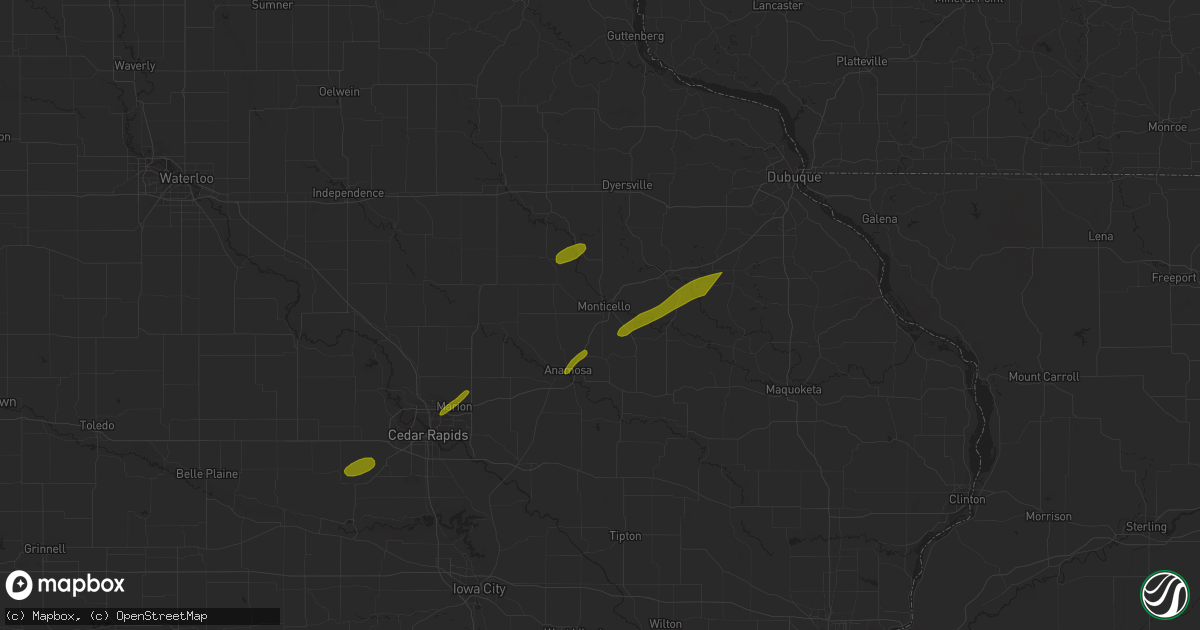 Hail map in Monticello, IA on April 19, 2023