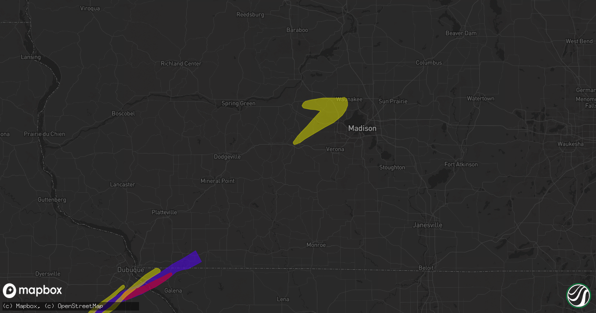 Hail map in Mount Horeb, WI on April 19, 2023