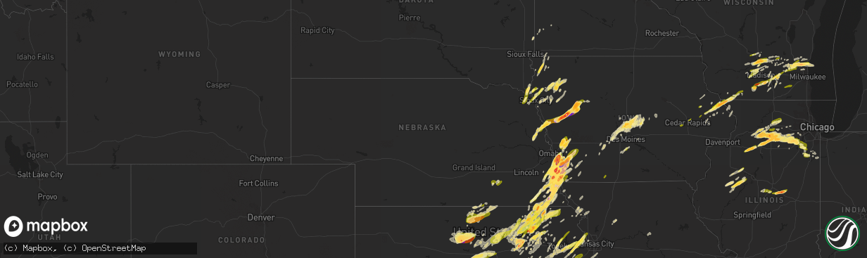 Hail map in Nebraska on April 19, 2023
