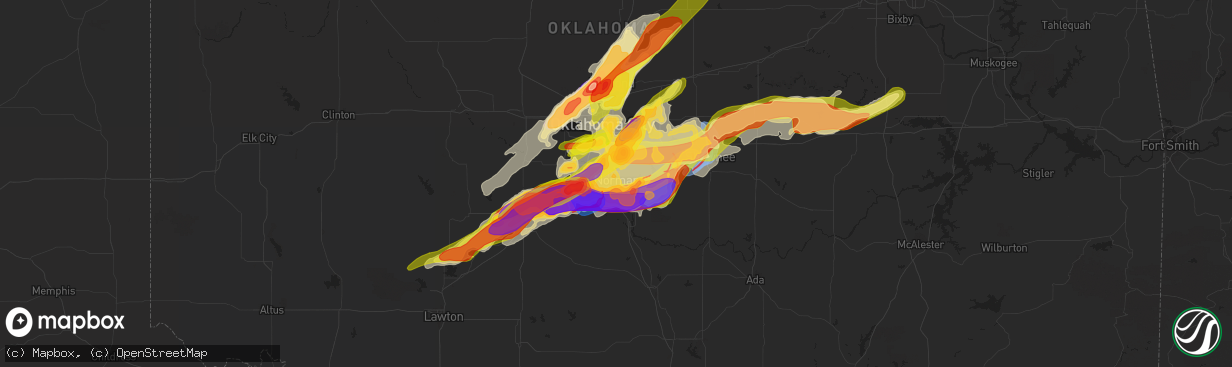 Hail map in Norman, OK on April 19, 2023
