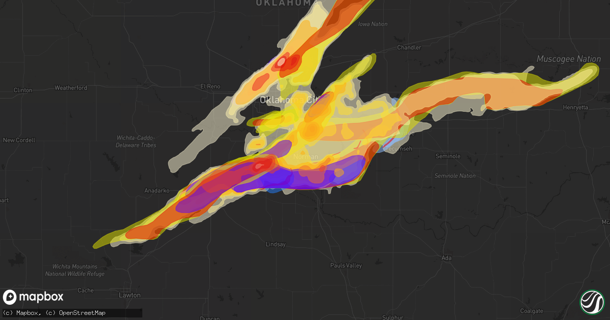 Hail map in Norman, OK on April 19, 2023