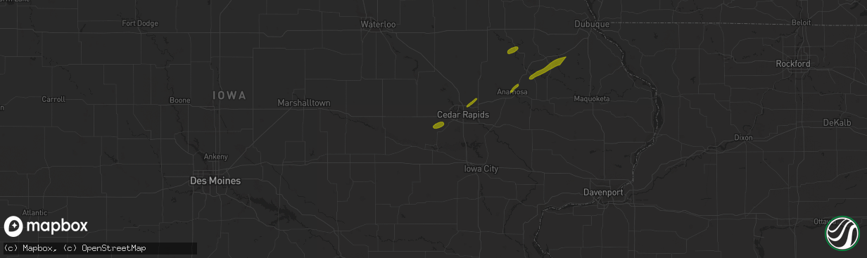 Hail map in Norway, IA on April 19, 2023