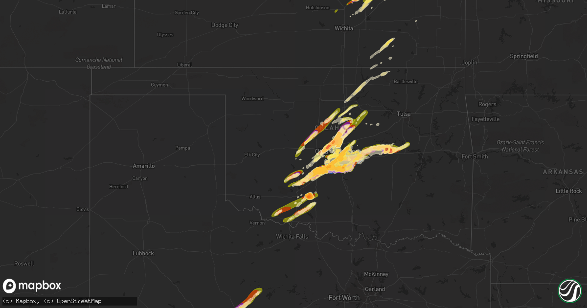 Hail map in Oklahoma on April 19, 2023