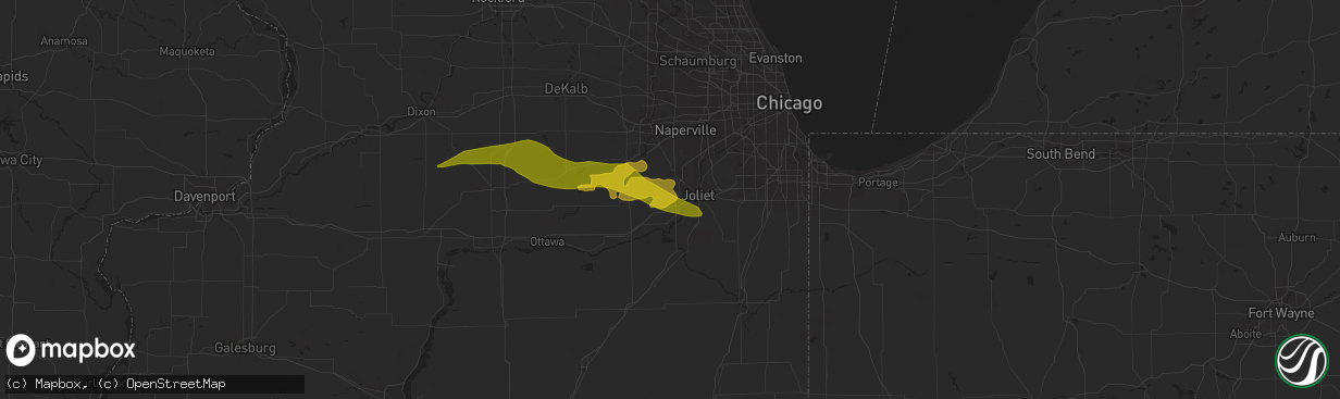 Hail map in Shorewood, IL on April 19, 2023