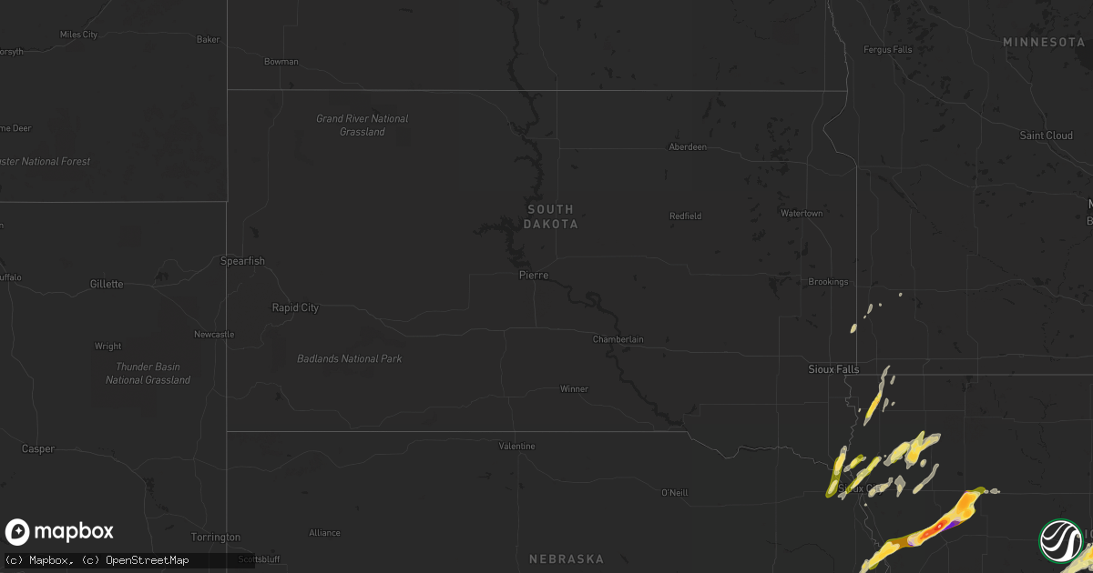 Hail map in South Dakota on April 19, 2023