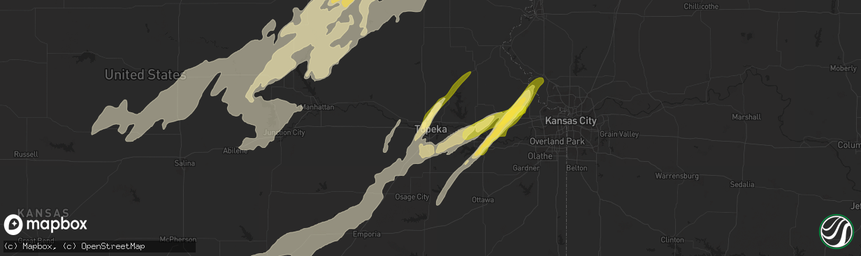 Hail map in Topeka, KS on April 19, 2023