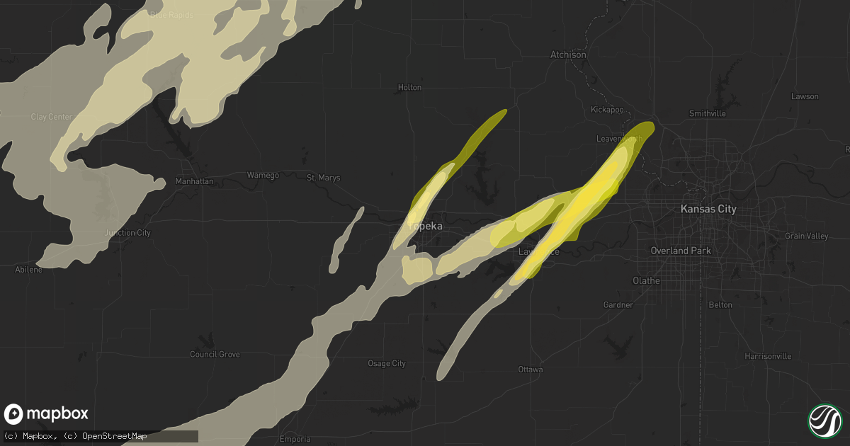 Hail map in Topeka, KS on April 19, 2023
