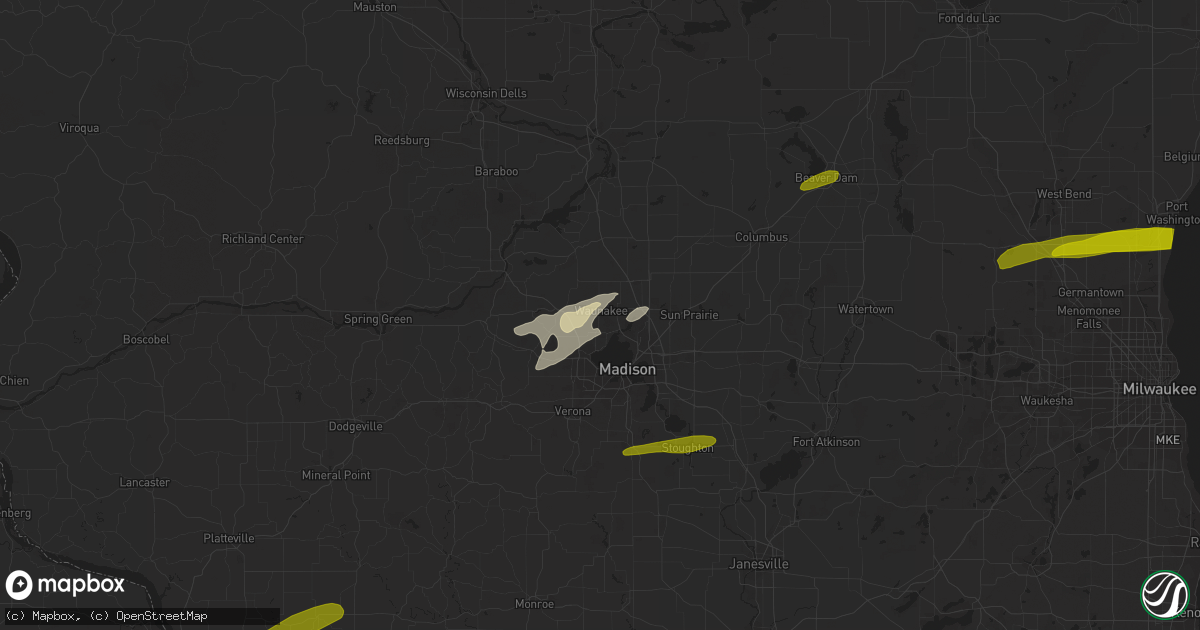 Hail map in Waunakee, WI on April 19, 2023