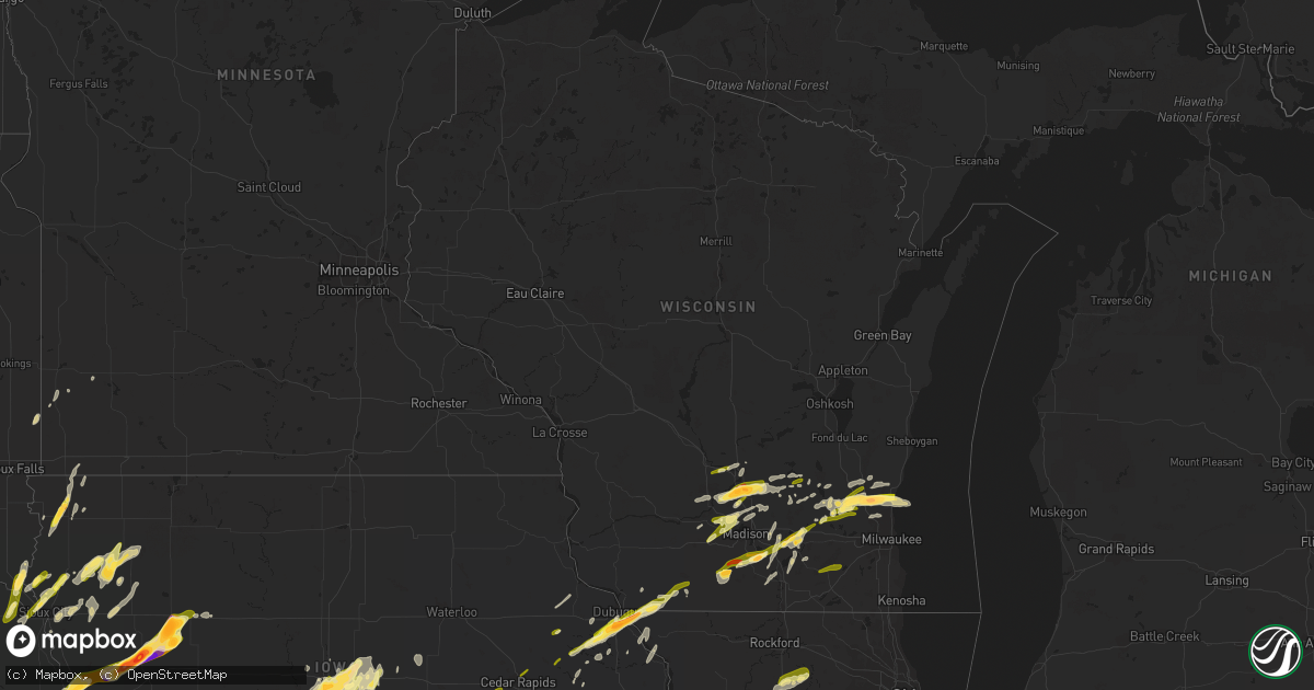 Hail map in Wisconsin on April 19, 2023