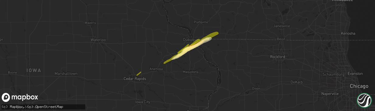 Hail map in Zwingle, IA on April 19, 2023