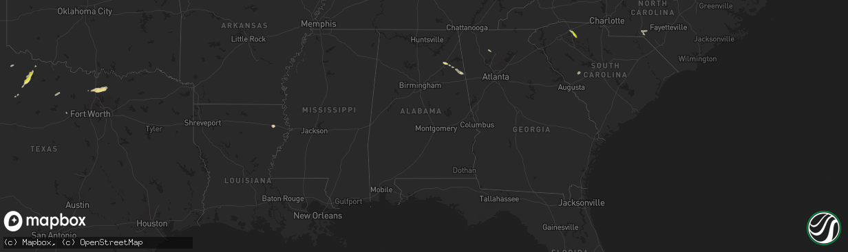 Hail map in Alabama on April 19, 2024