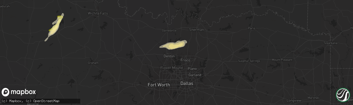 Hail map in Aubrey, TX on April 19, 2024