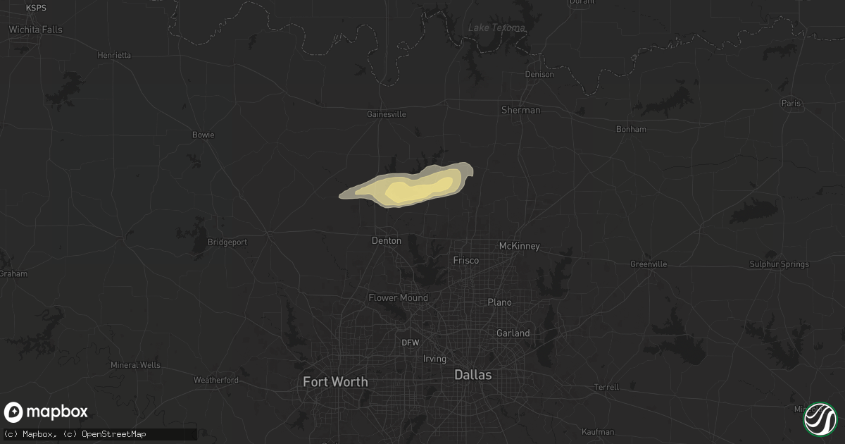 Hail map in Aubrey, TX on April 19, 2024
