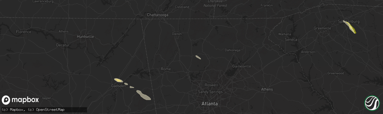 Hail map in Fairmount, GA on April 19, 2024