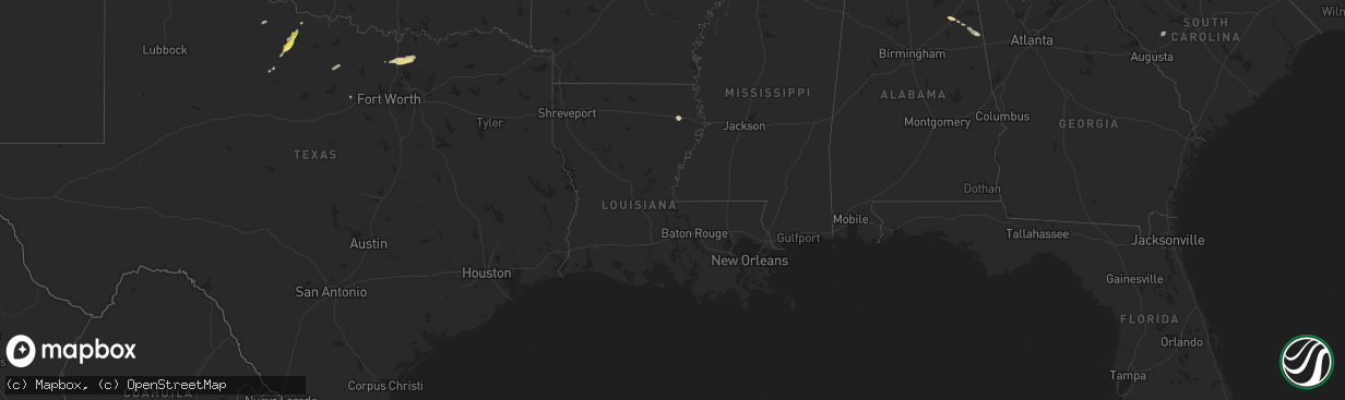 Hail map in Louisiana on April 19, 2024