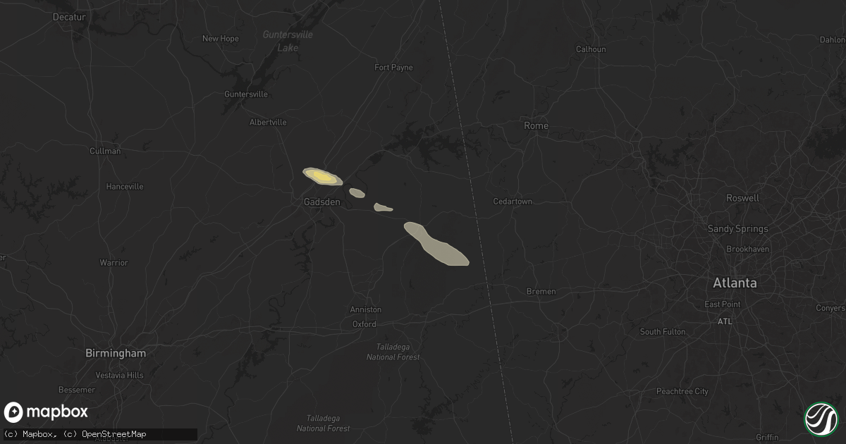 Hail map in Piedmont, AL on April 19, 2024