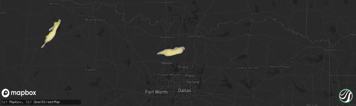 Hail map in Pilot Point, TX on April 19, 2024