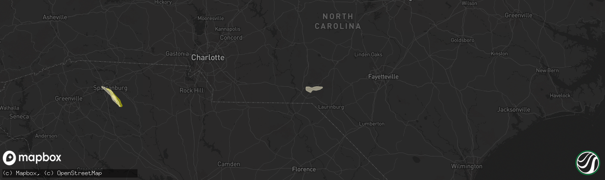 Hail map in Rockingham, NC on April 19, 2024