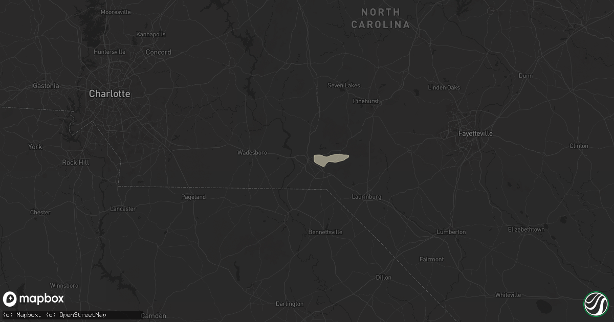 Hail map in Rockingham, NC on April 19, 2024