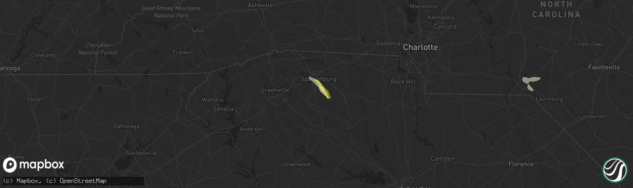 Hail map in Roebuck, SC on April 19, 2024