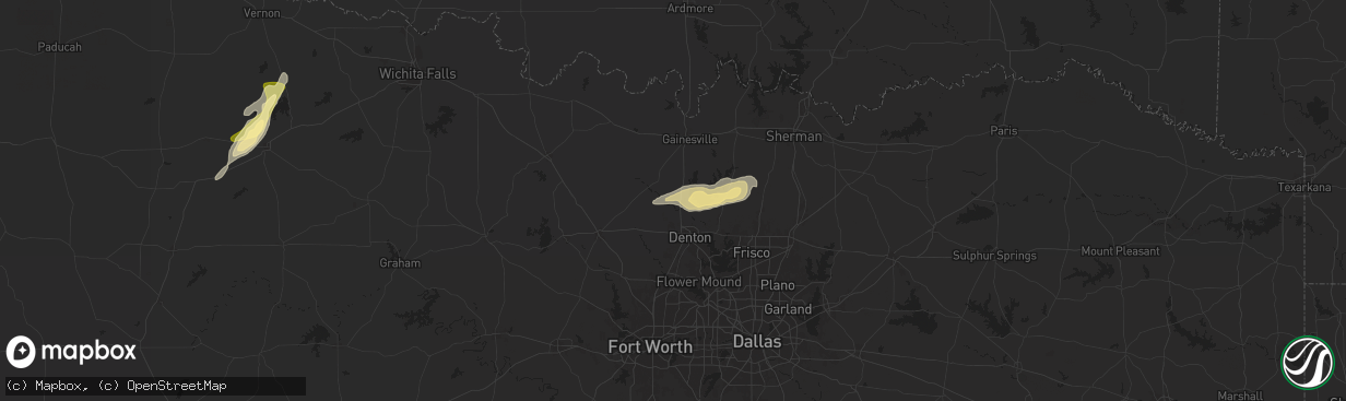 Hail map in Sanger, TX on April 19, 2024