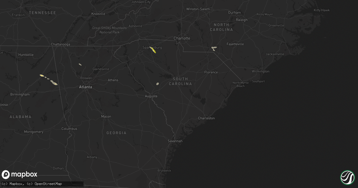 Hail map in South Carolina on April 19, 2024
