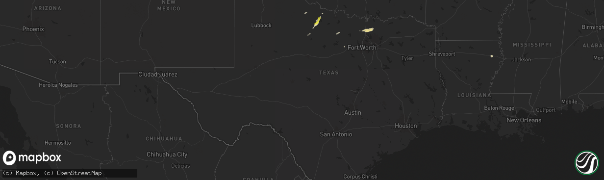 Hail map in Texas on April 19, 2024