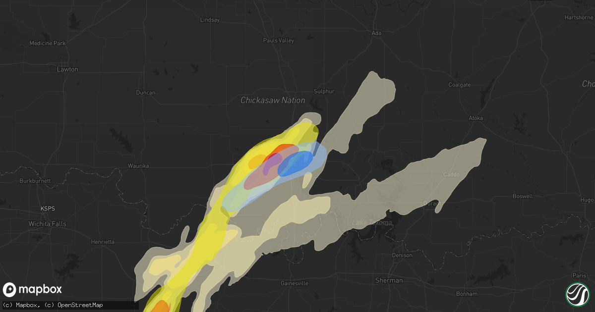 Hail map in Ardmore, OK on April 19, 2025