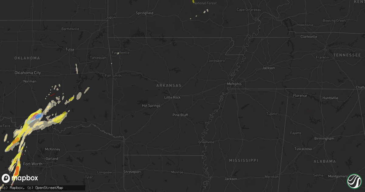 Hail map in Arkansas on April 19, 2025