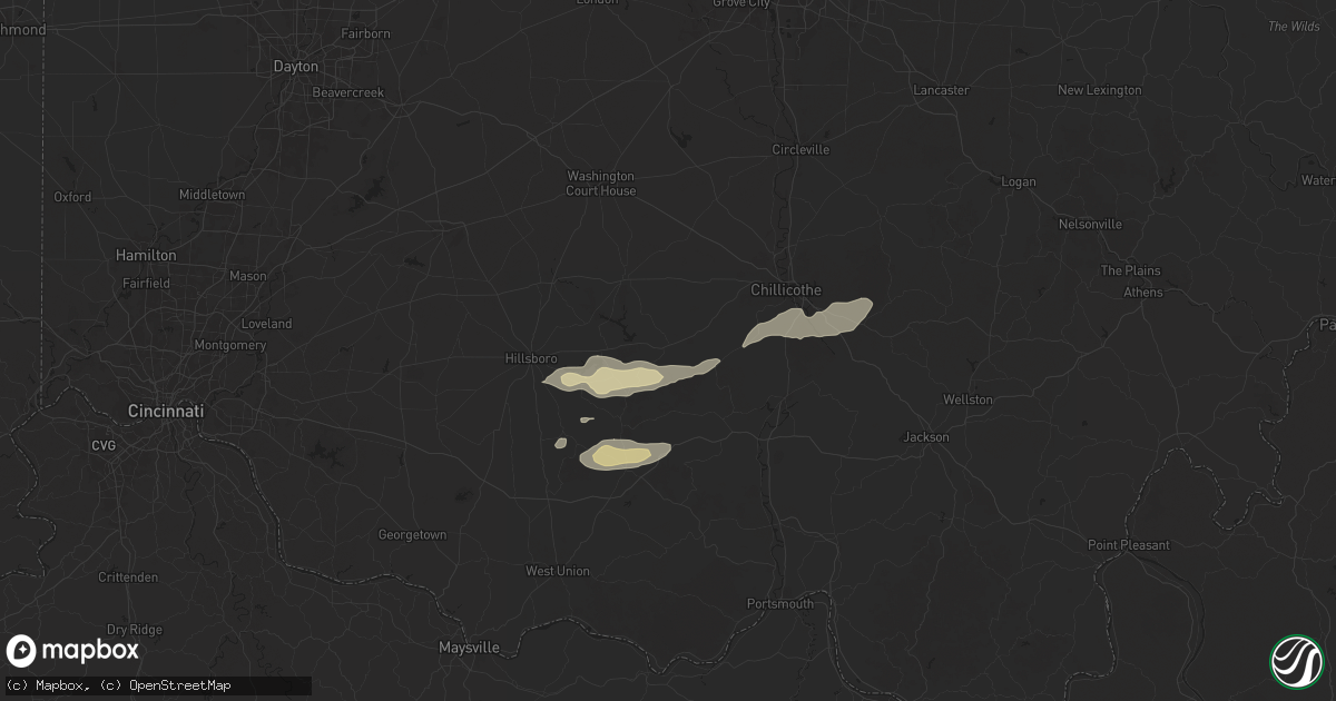 Hail map in Bainbridge, OH on April 19, 2025