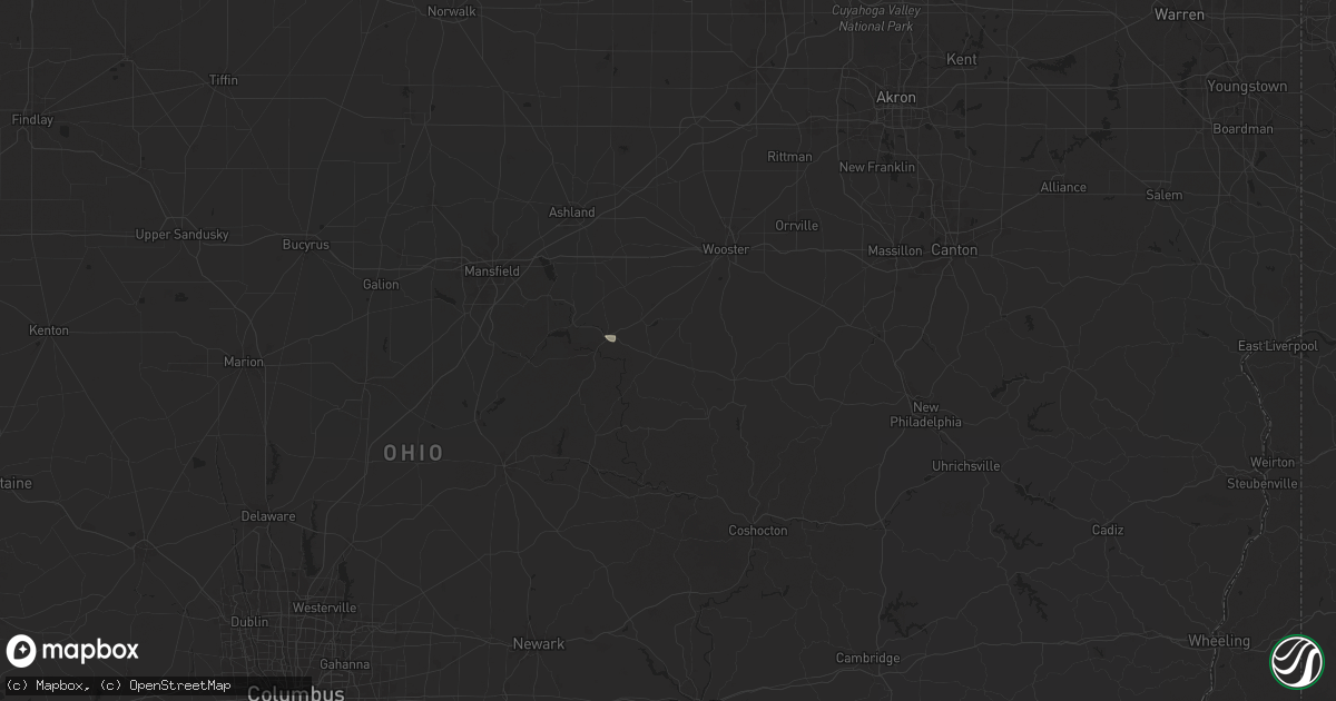Hail map in Big Prairie, OH on April 19, 2025