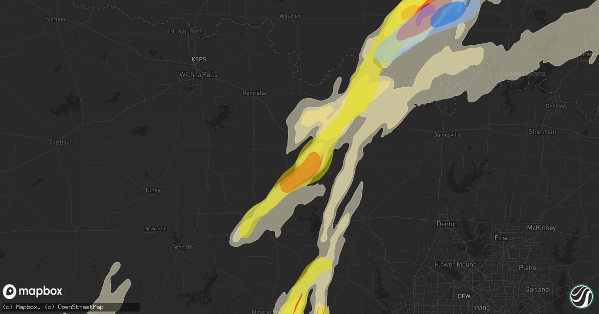 Hail map in Bowie, TX on April 19, 2025