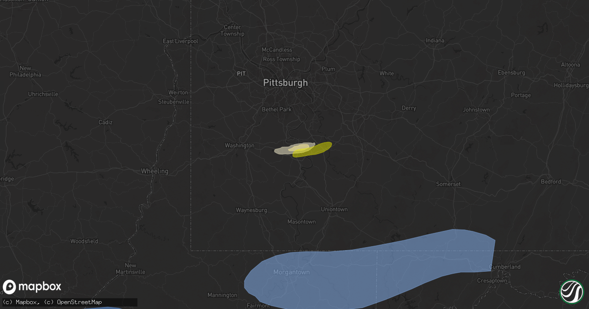 Hail map in Charleroi, PA on April 19, 2025