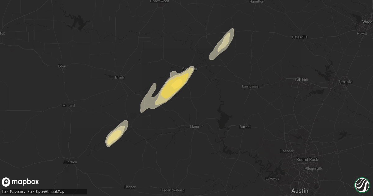 Hail map in Cherokee, TX on April 19, 2025