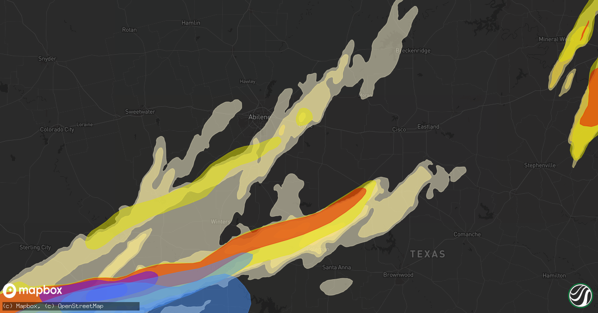 Hail map in Clyde, TX on April 19, 2025