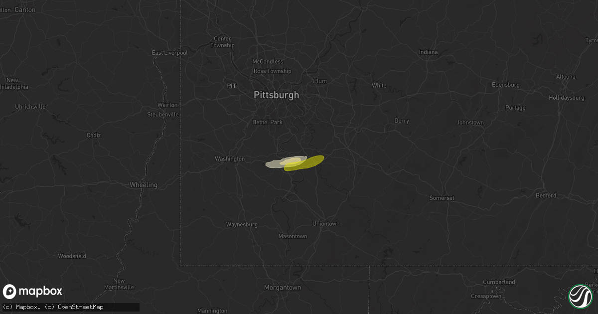 Hail map in Donora, PA on April 19, 2025