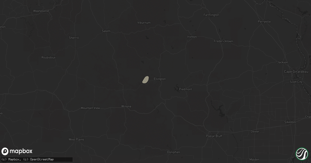 Hail map in Ellington, MO on April 19, 2025