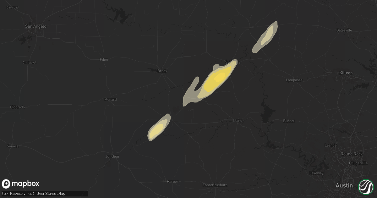 Hail map in Fredonia, TX on April 19, 2025