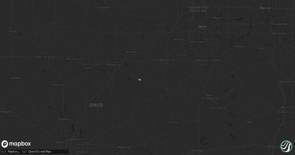 Hail map in Lakeville, OH on April 19, 2025